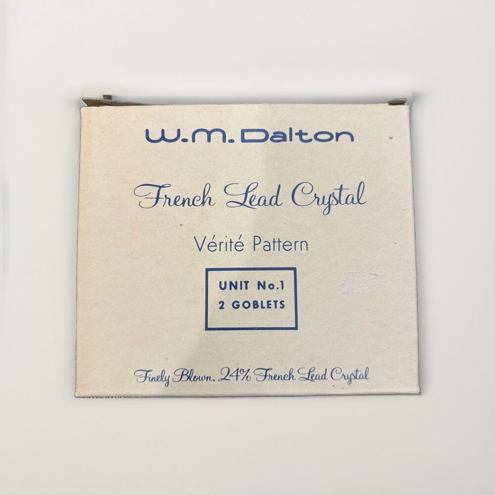 W.M. DALTON French Lead Crystal, unit no.1 2 golblets, NWT** vintage